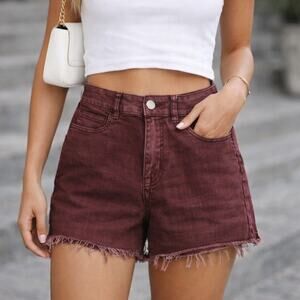 American Eagle Jean Shorts Hi-Rise Burgundy Super Super Stretch Women's Size 4